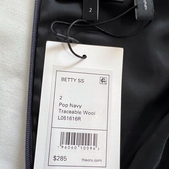 Theory Betty Dress Navy In Stretch Wool New With Tag Size 2 - Picture 11 of 11